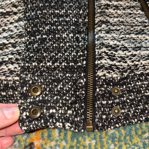 NWOT Lucky Brand Black and Gray Tweed Moto Blazer, Size Medium - Picture 9 of 13